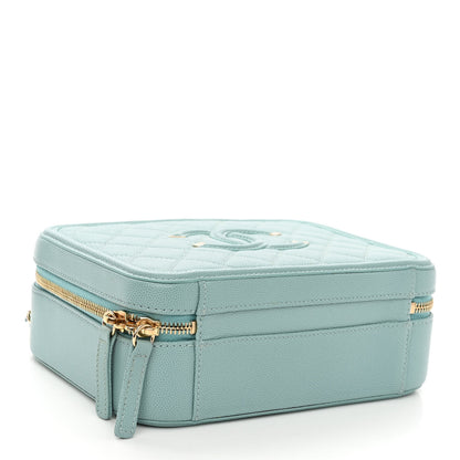 Chanel Caviar Quilted Medium CC Filigree Vanity Case Light Blue 4 of 10