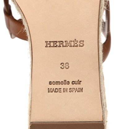 Hermes Nappa Ithea Espadrille Wedge Sandals 38 Naturel 6 of 11