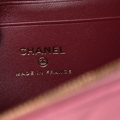 Chanel Shiny Caviar Quilted Sleek Chevron Vanity With Chain Rose 6 of 12