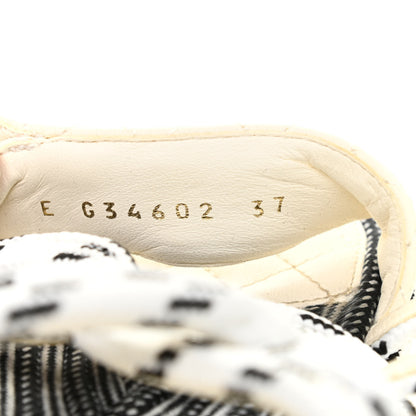 Chanel Cord Lambskin Quilted Logo Sandals 37 White Black 8 of 8