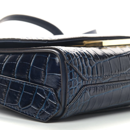 Givenchy Calfskin Crocodile Embossed Eden Mini Top Handle Blue 6 of 8