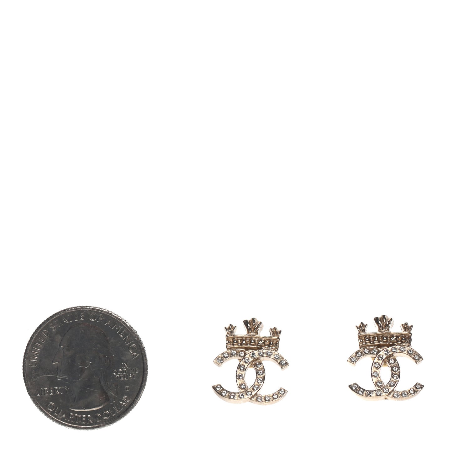 Crystal CC Crown Earrings Gold