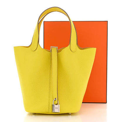 Hermes Taurillon Clemence Picotin Lock 18 PM Limoncello 11 of 11