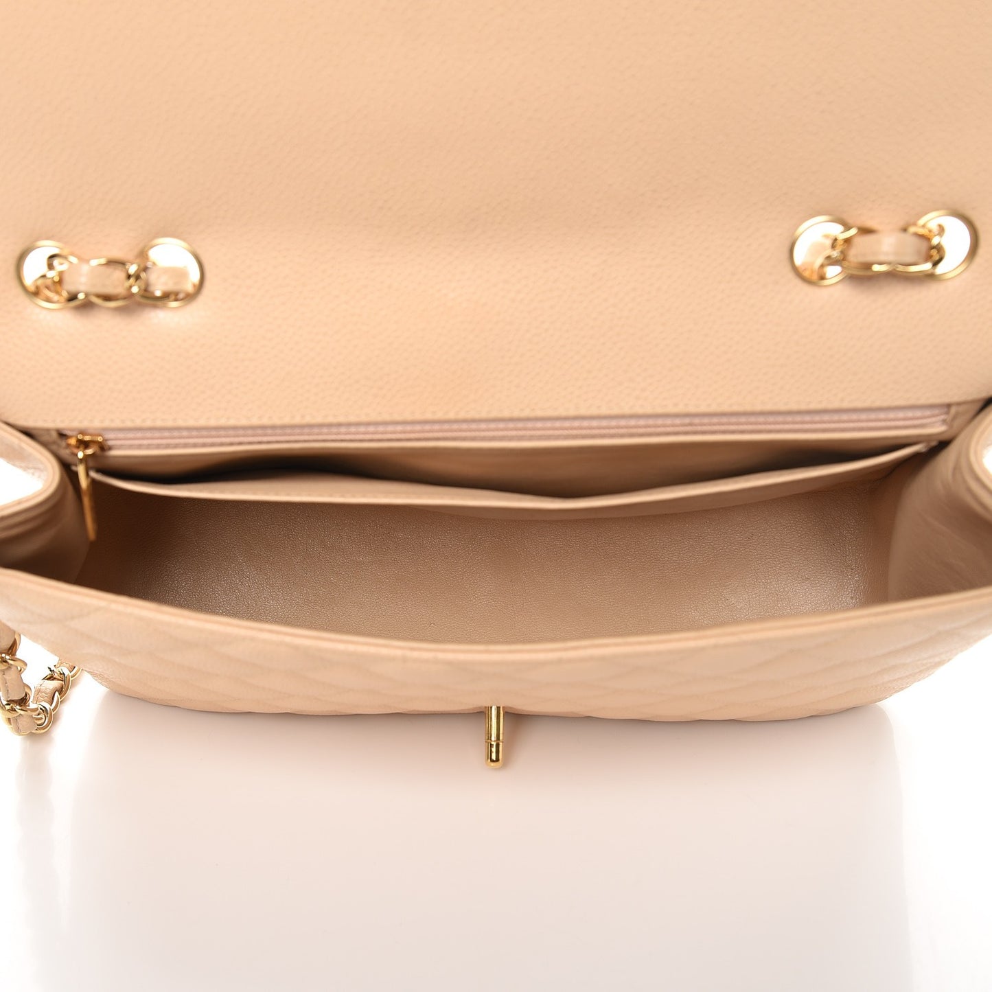 Caviar Quilted Jumbo Single Flap Beige Clair