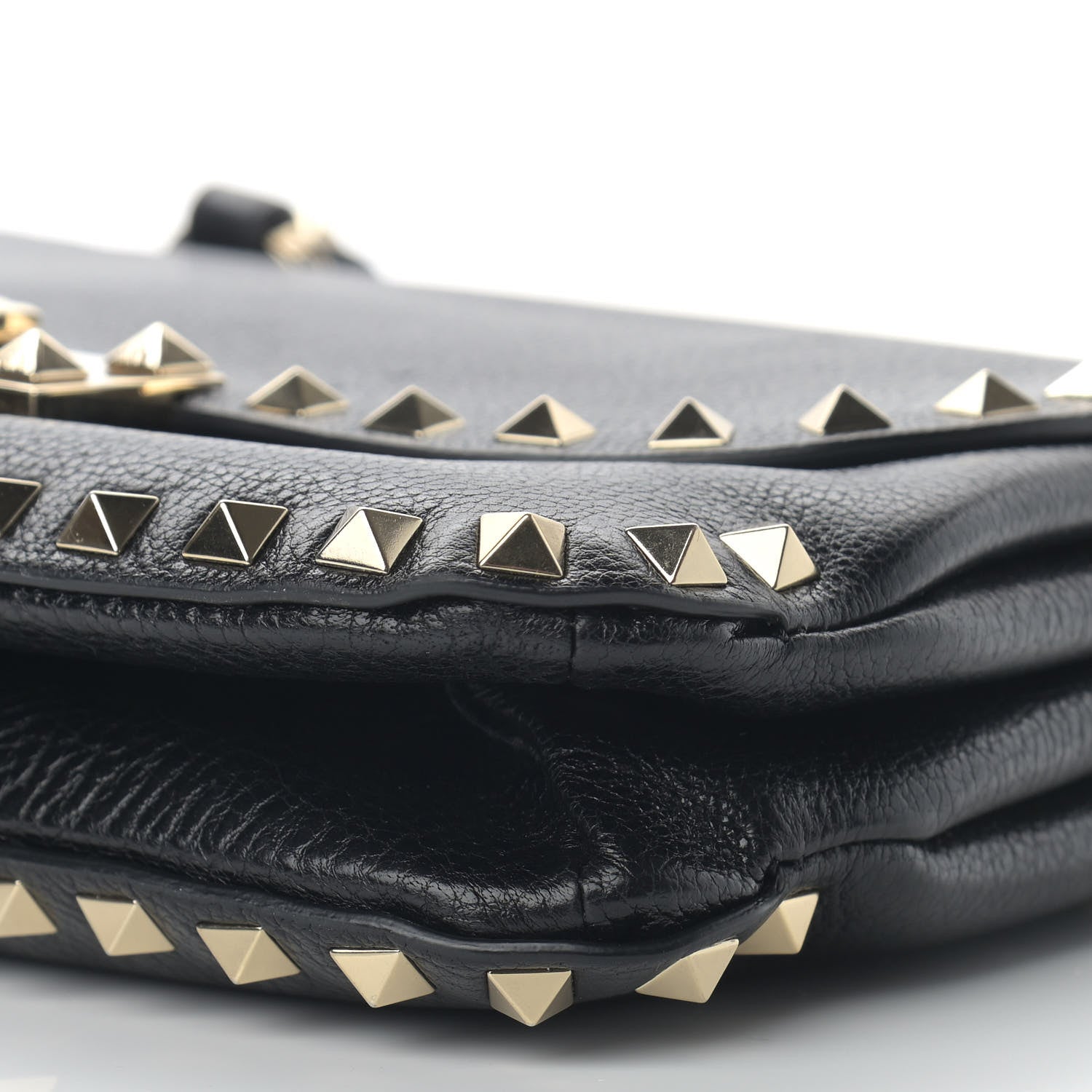 Valentino Garavani Pebbled Calfskin Small Rockstud Flap Crossbody Bag Black 9 of 10