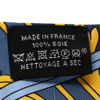 Hermes Silk Washington's Carriage Detail Twilly Gris Bleu Jean Jaune 3 of 5