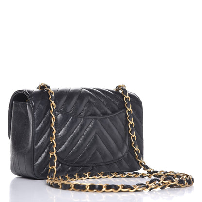 Chanel Iridescent Calfskin Chevron Quilted Mini Rectangular Flap Black 3 of 8