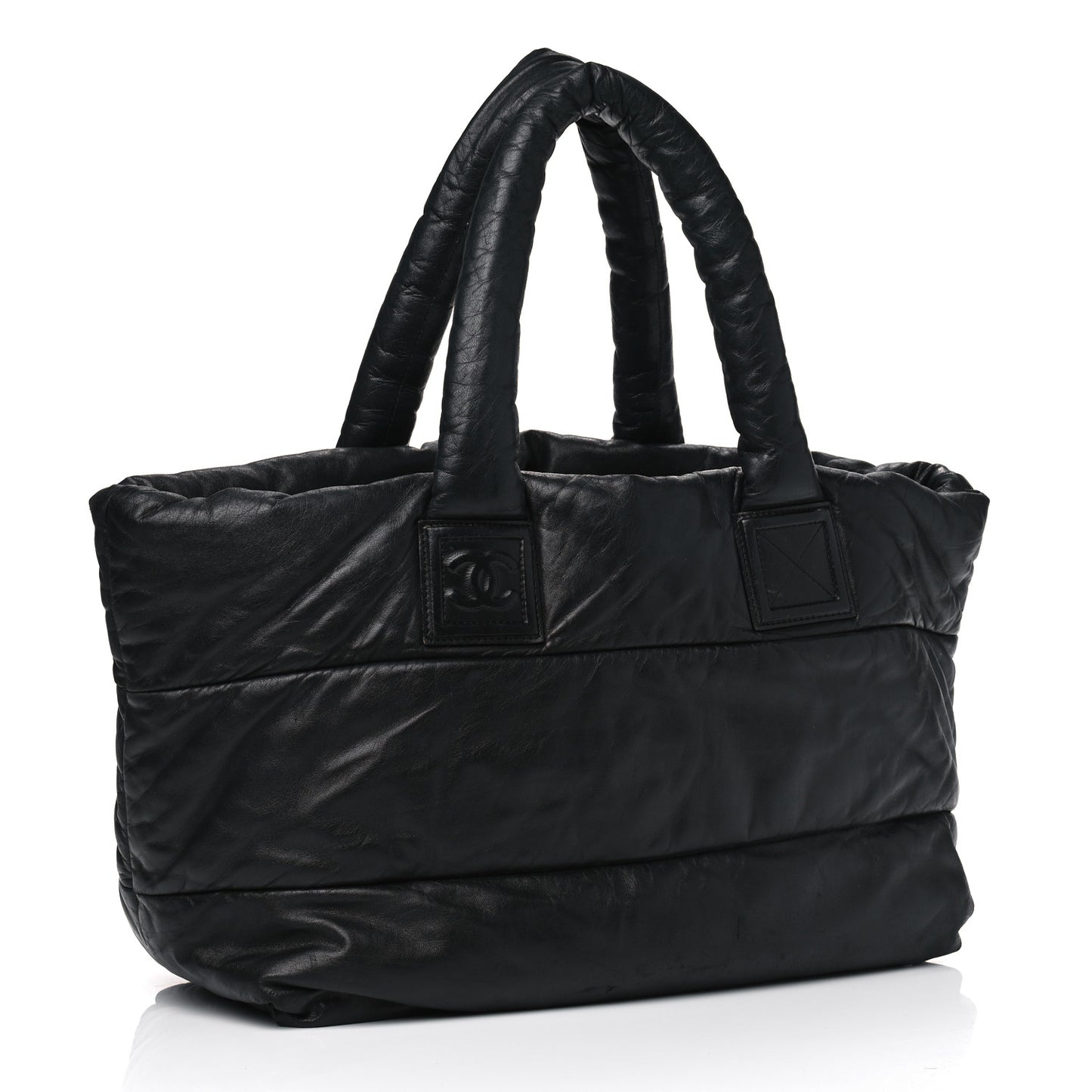 Lambskin Quilted Medium Coco Cocoon Reversible Tote Black