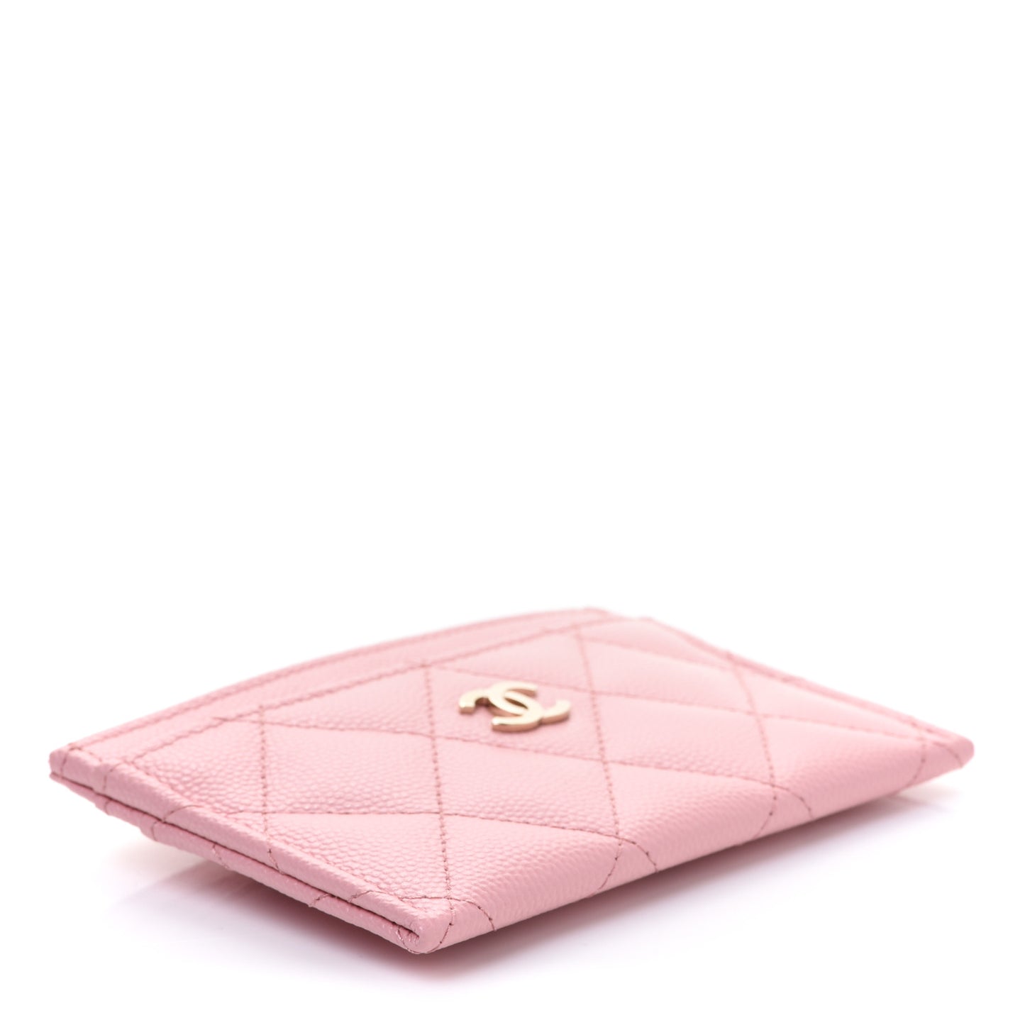 Caviar Quilted Card Holder Light Pink