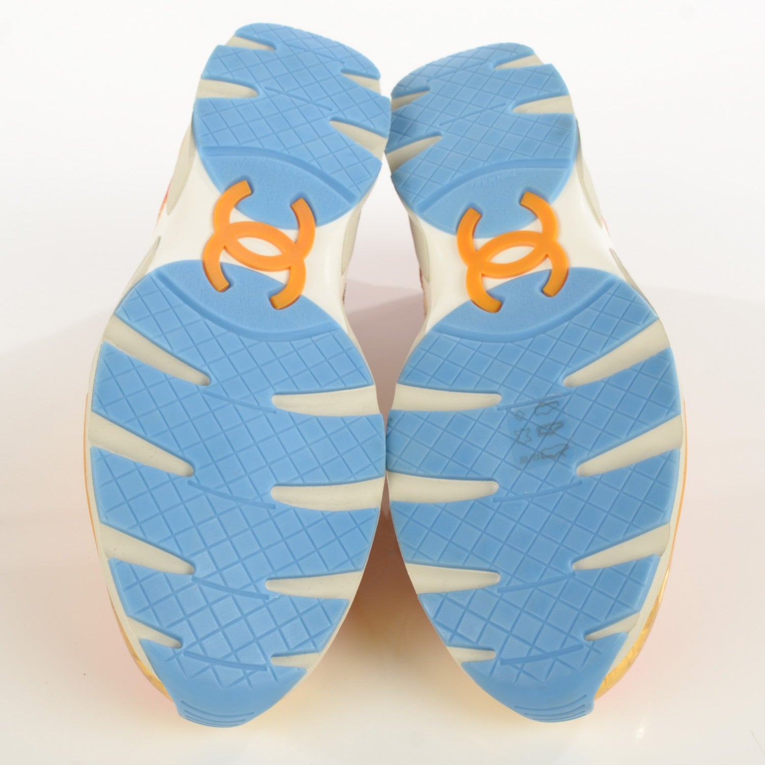 Chanel Tweed Suede Calfskin Sneakers Orange 6 of 9