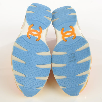 Chanel Tweed Suede Calfskin Sneakers Orange 6 of 9