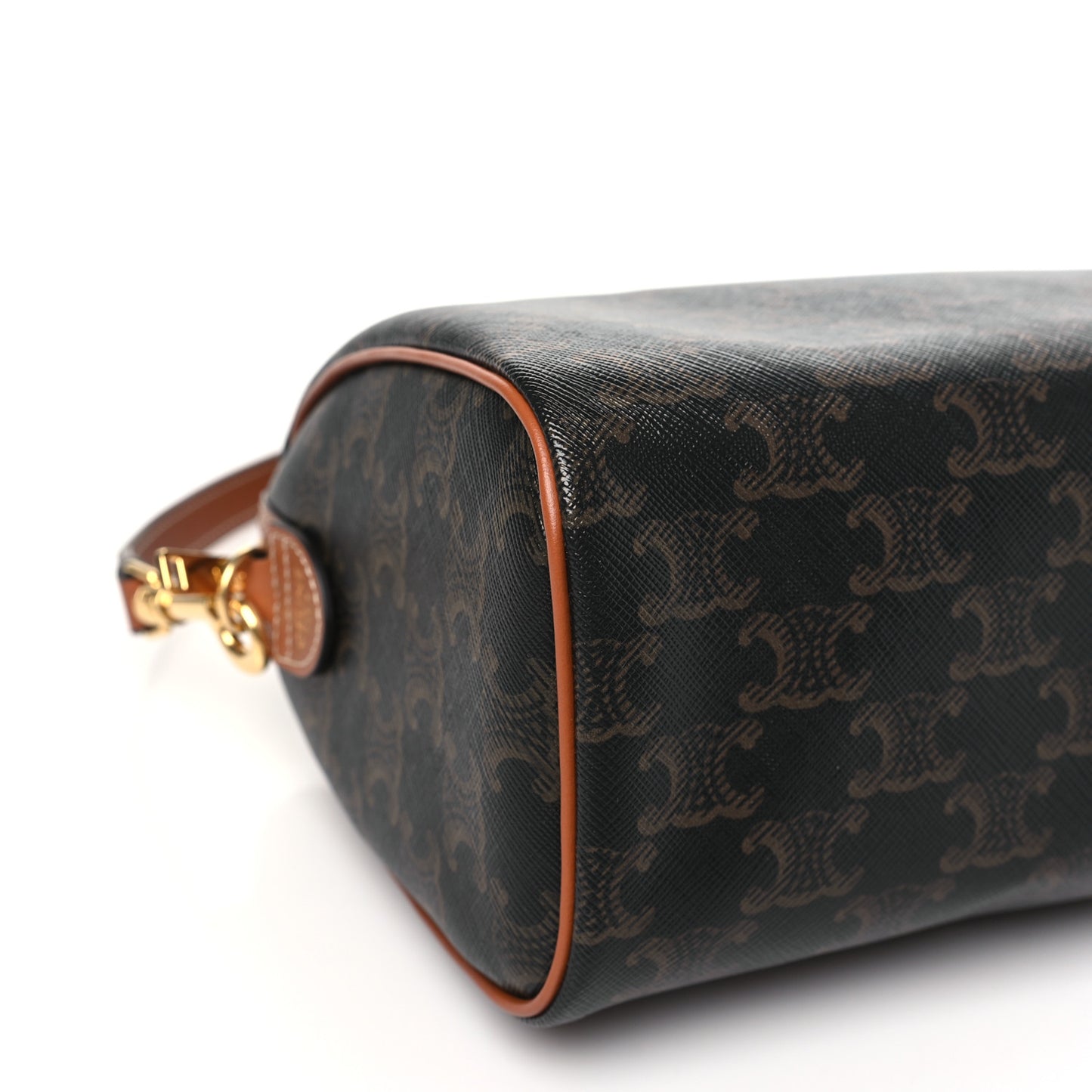 Triomphe Canvas Calfskin Small Boston Bag Tan