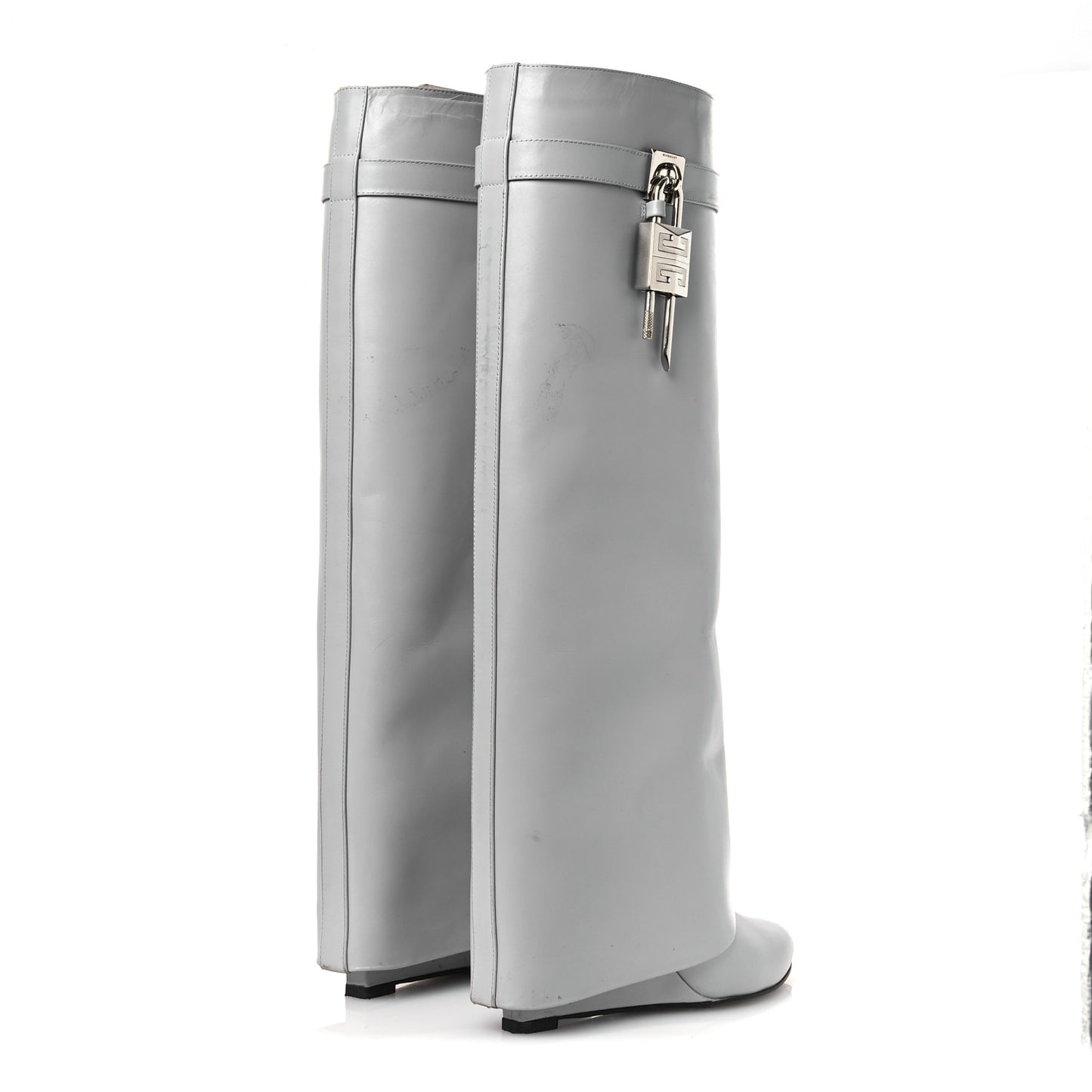 Calfskin Shark Lock Pant Boots 39 Grey