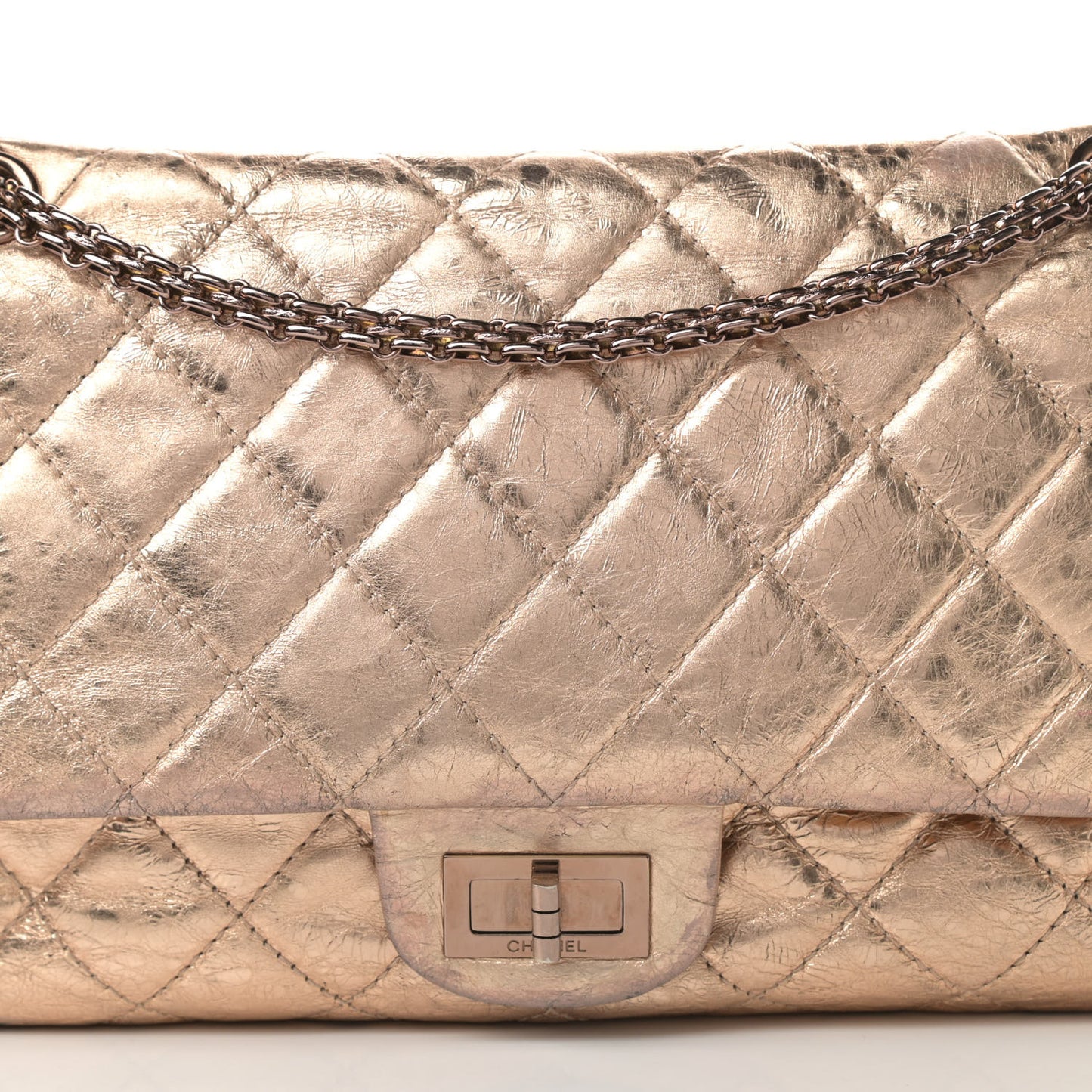 Metallic Aged Calfskin Quilted 2.55 Reissue 227 Flap Gold