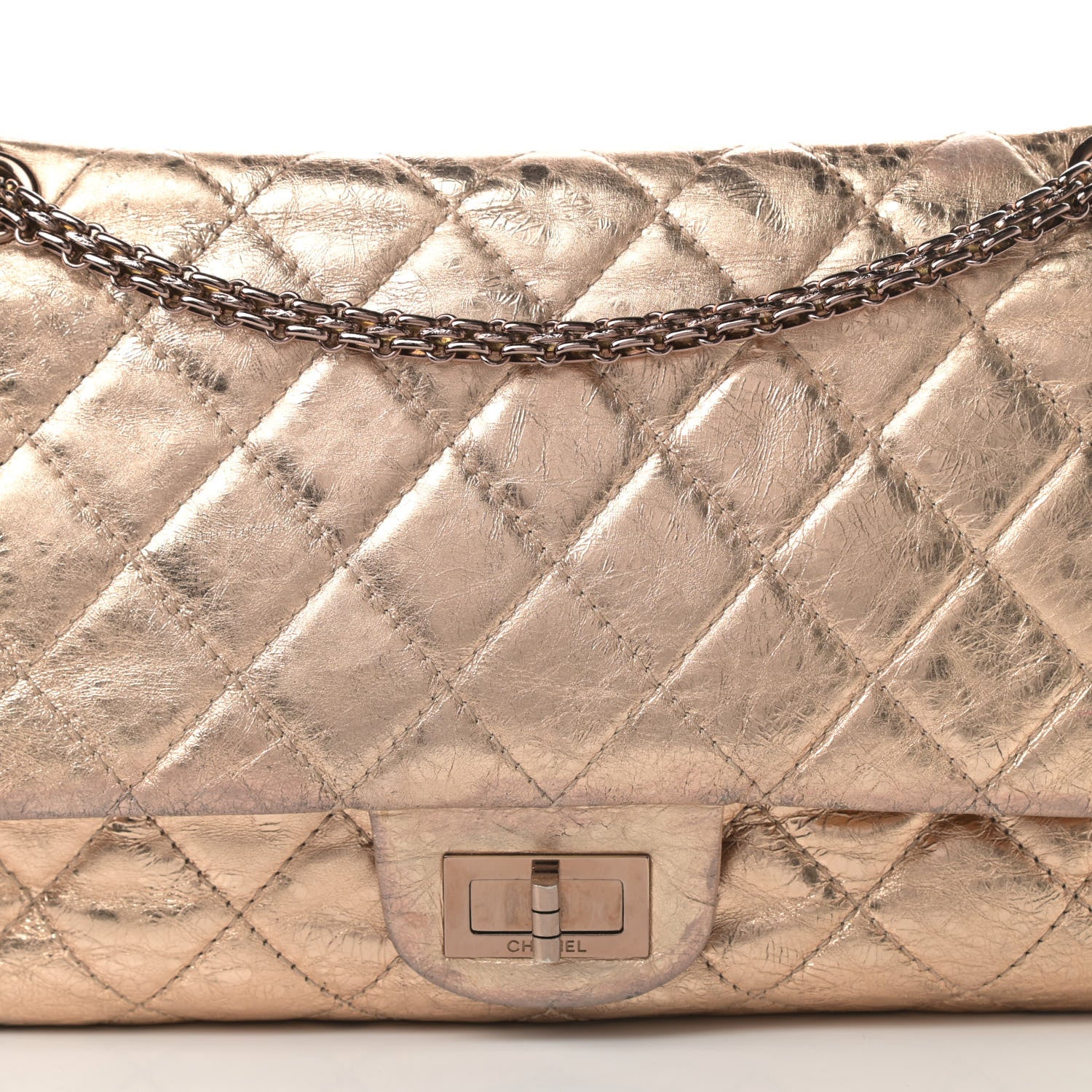 Chanel Metallic Aged Calfskin Quilted 2.55 Reissue 227 Flap Gold 8 of 22