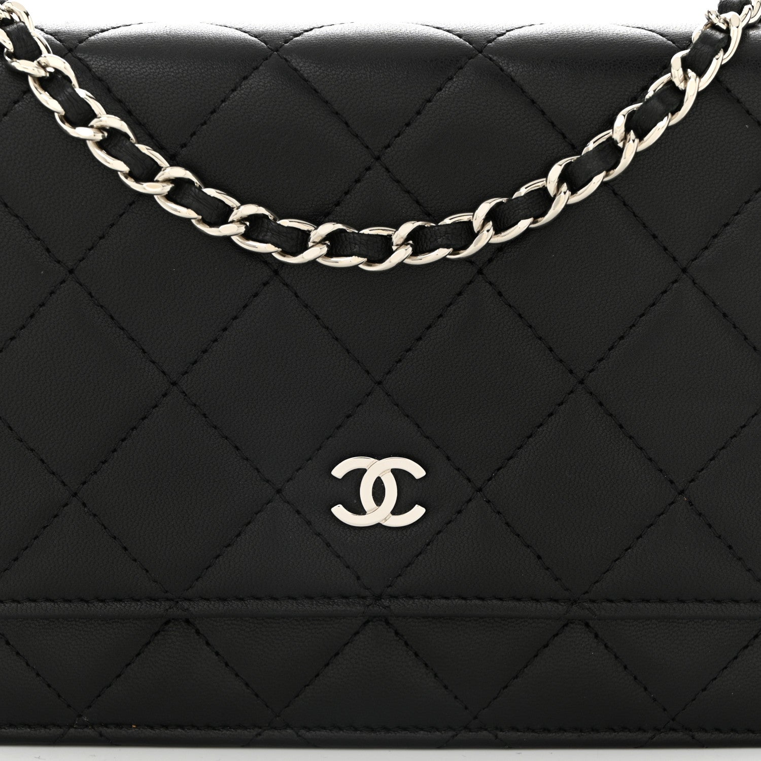 Chanel Lambskin Quilted Wallet On Chain WOC Black 9 of 11