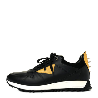 Fendi Vitello Elite Spike Monster Eyes Runner Sneakers 8 Black 1 of 9