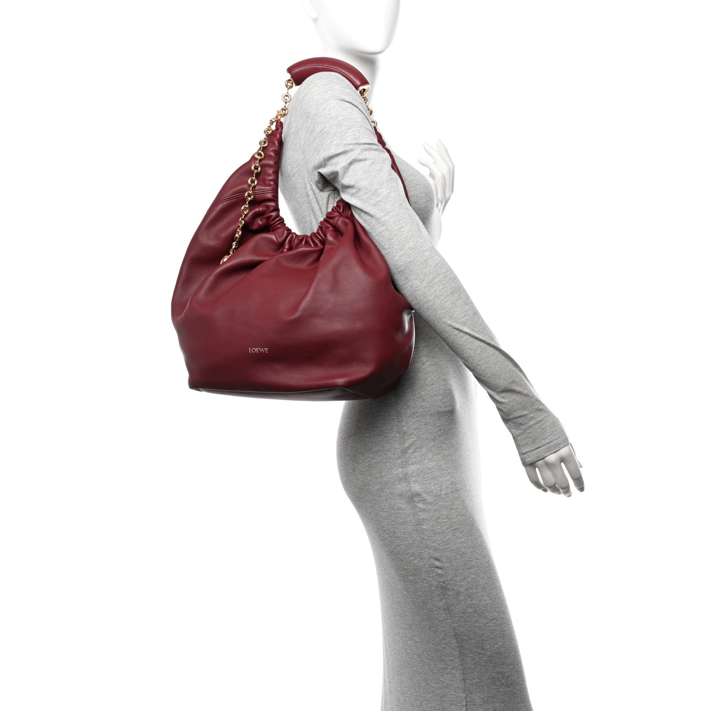 Buttery Nappa Lambskin Medium Squeeze Bag Burgundy
