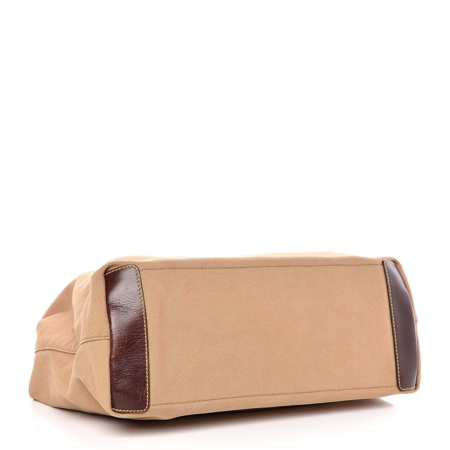 Prada Canvas Calfskin Trim Tote Brown 4 of 6