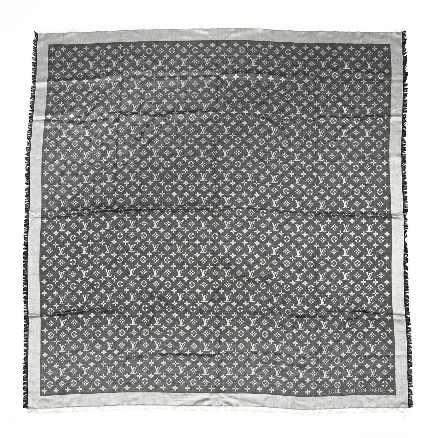 Louis Vuitton Silk Wool Monogram Denim Shawl Black 1 of 3