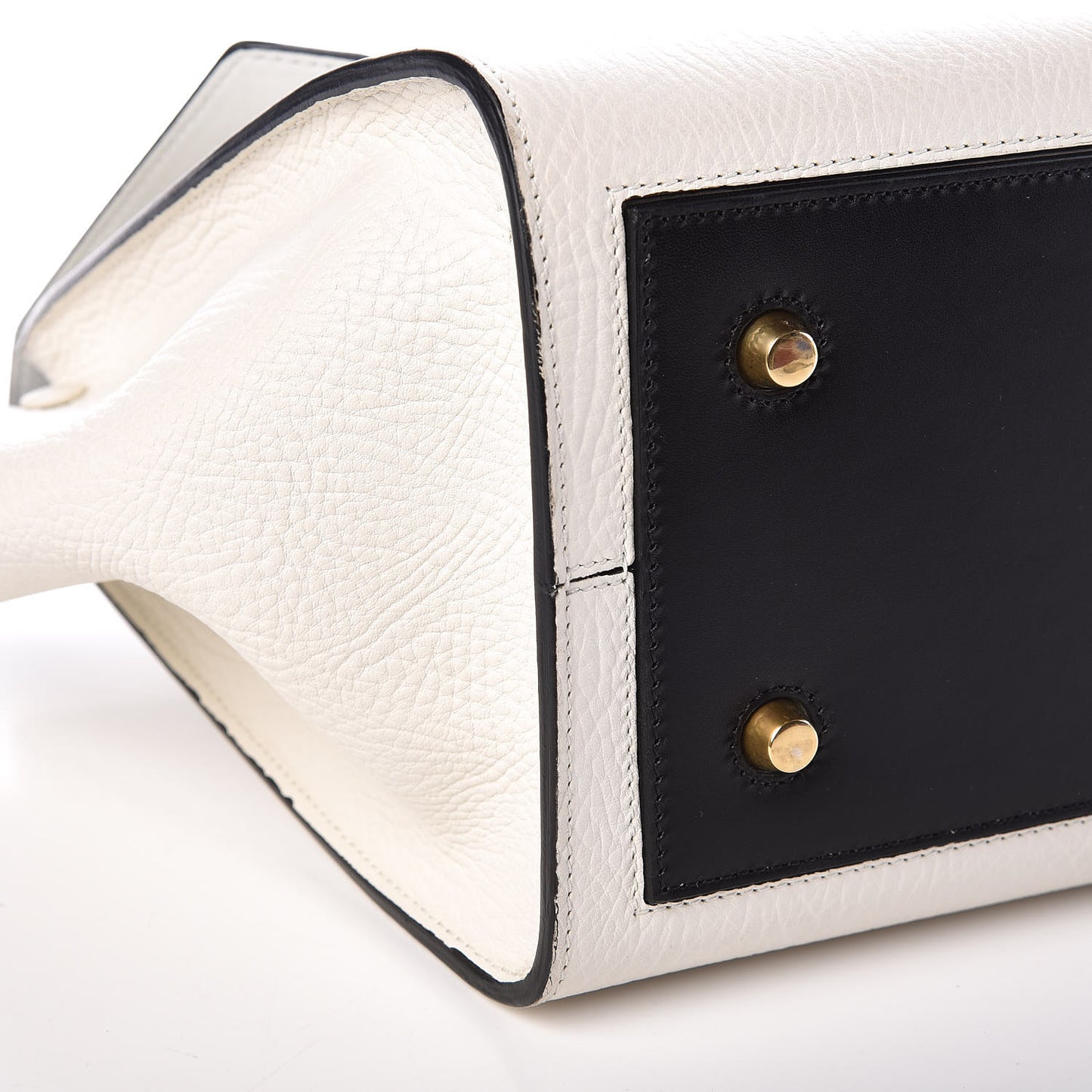 Elephant Calfskin Mini Bi-Color Tie Knot Tote White Black