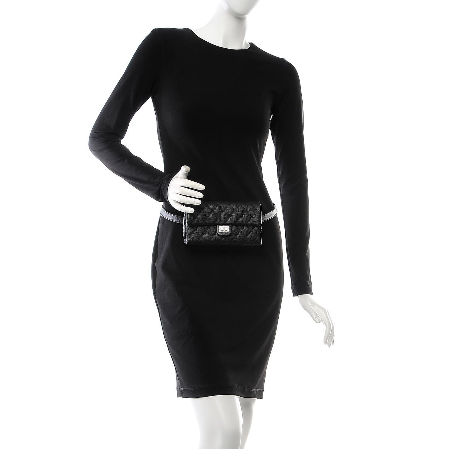Grained Calfskin Quilted 2.55 Reissue Flap Belt Bag Clutch Black