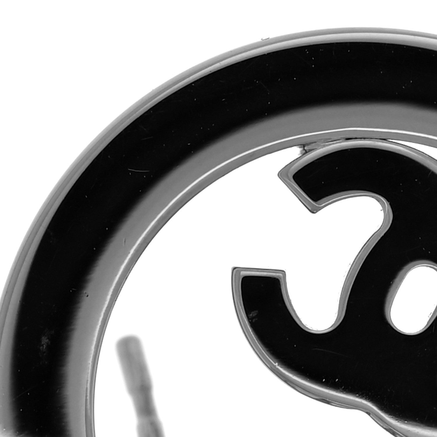 Chanel Crystal CC Round Earrings Silver 5 of 6