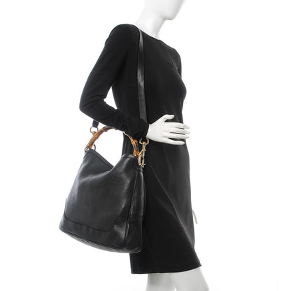 Gucci Pebbled Calfskin Medium Diana Bamboo Shoulder Bag Black 3 of 12