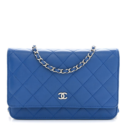 Chanel Lambskin Quilted Wallet On Chain WOC Blue 1 of 11