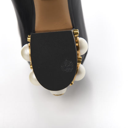 Gucci Malaga Kid Web Pearl Embellished Peyton 75mm Loafer Pumps 37 Black 8 of 13