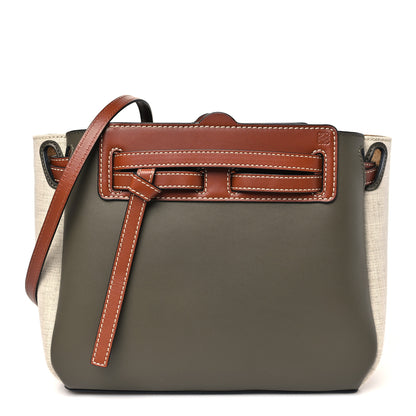 Loewe Calfskin Linen Mini Lazo Tote Khaki Green 1 of 9
