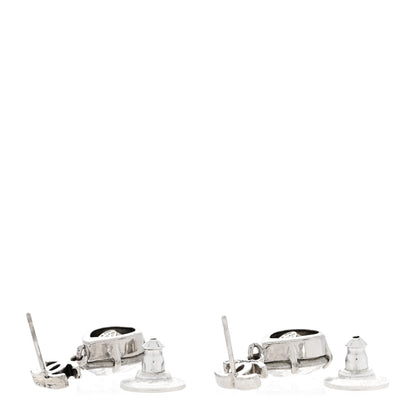 Chanel Crystal CC Tear Drop Earrings Silver 3 of 4