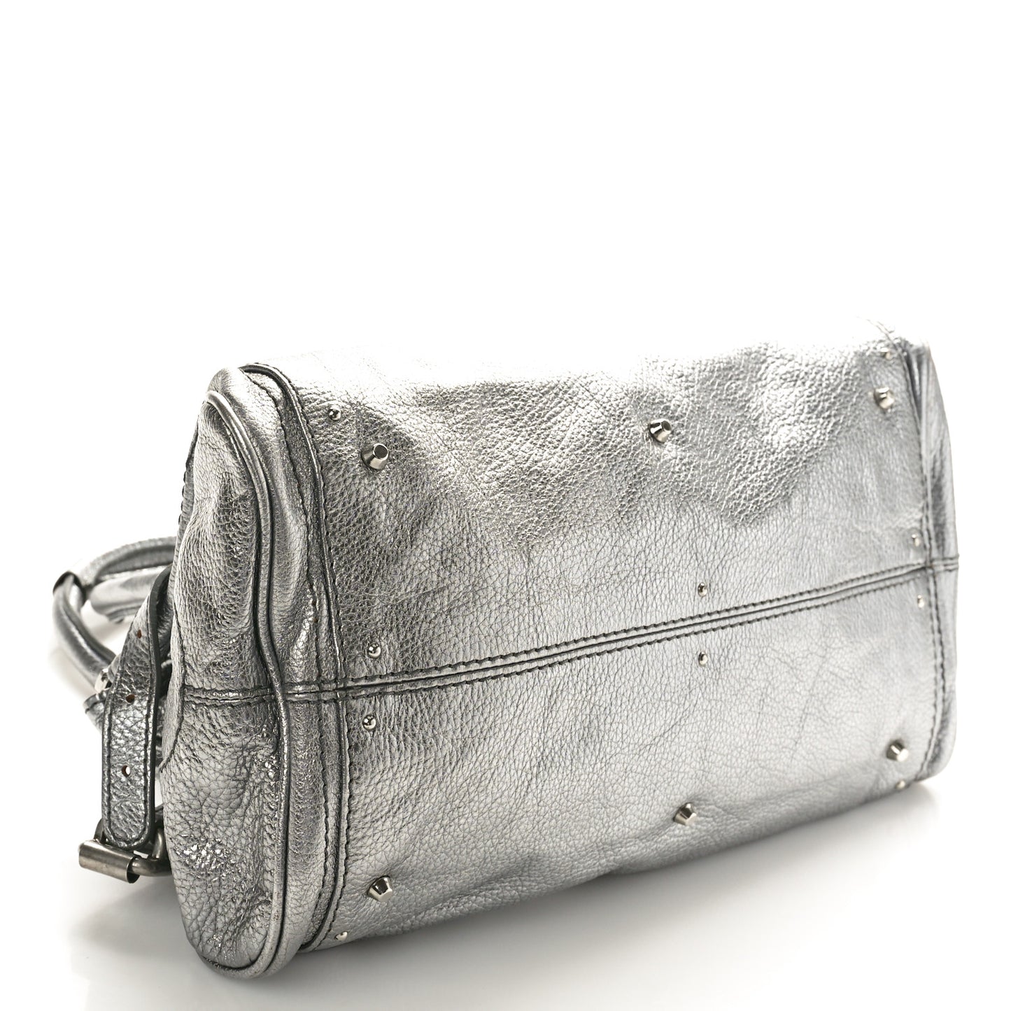 Metallic Calfskin Medium Paddington Satchel Argent