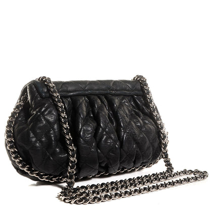 Chanel Washed Lambskin Quilted Medium Chain Around Messenger Black 3 of 7