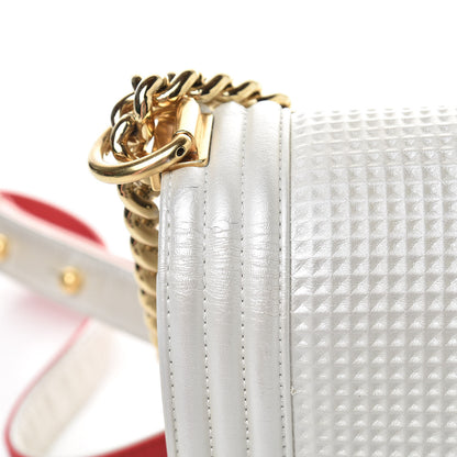 Chanel Lambskin Embossed Medium Boy Cube Flap White Red 15 of 17