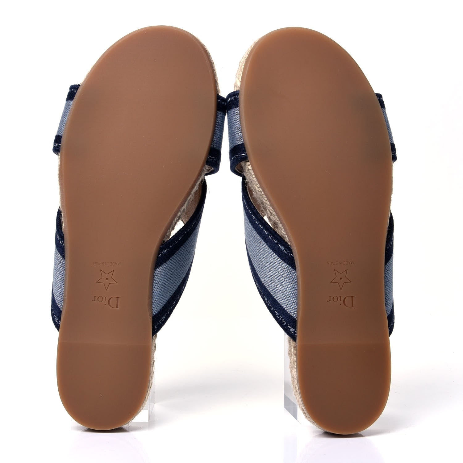Christian Dior Canvas Embroidered Granville Espadrille Crisscross Flat Slide Sandals 38 Denim 7 of 10