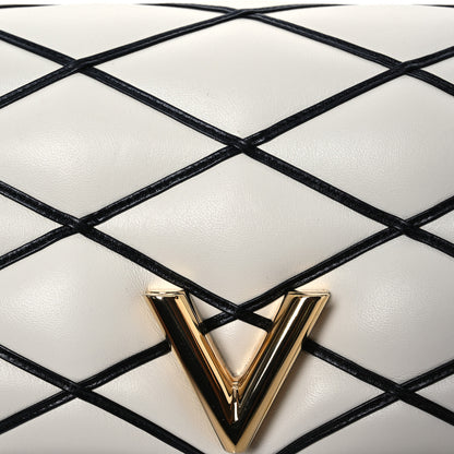Louis Vuitton Lambskin Malletage Top Handle GO-14MM White Black 9 of 15