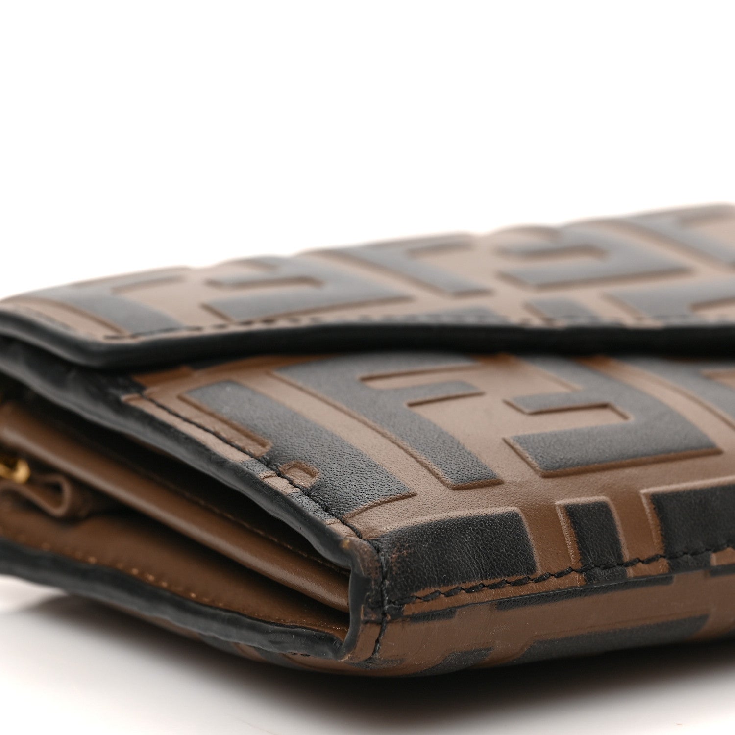 Fendi Vitello Soft F is Fendi Bi-Color FF 1974 Embossed Continental Envelope Wallet On Chain Maya Black 6 of 7