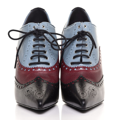Gucci Calfskin Gia Oxford Stiletto Ankle Boots 37 Black Burgundy Blue 2 of 8