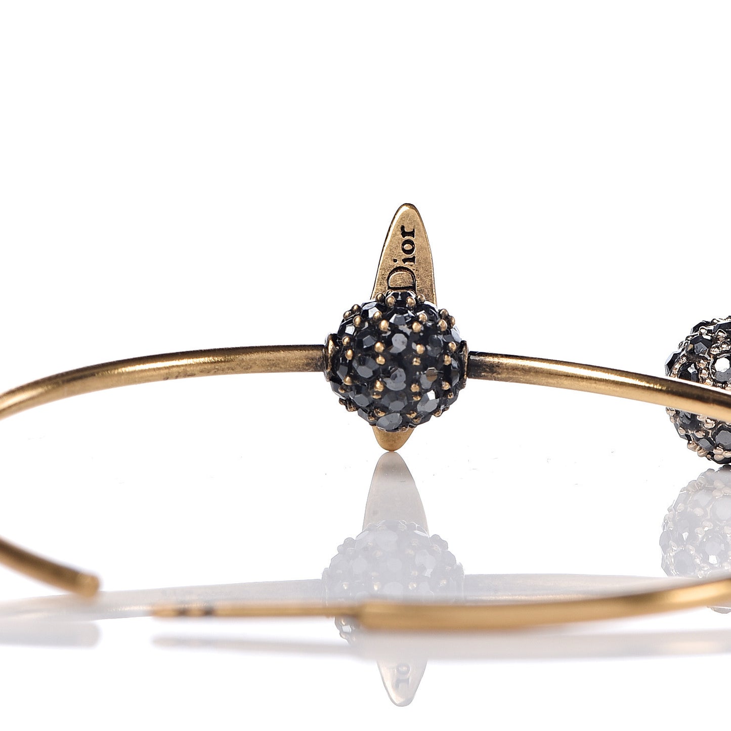 Crystal Metal Lips Hoop Earrings Aged Gold