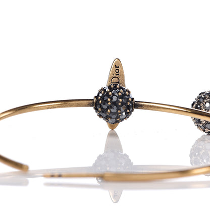 Christian Dior Crystal Metal Lips Hoop Earrings Aged Gold 4 of 4