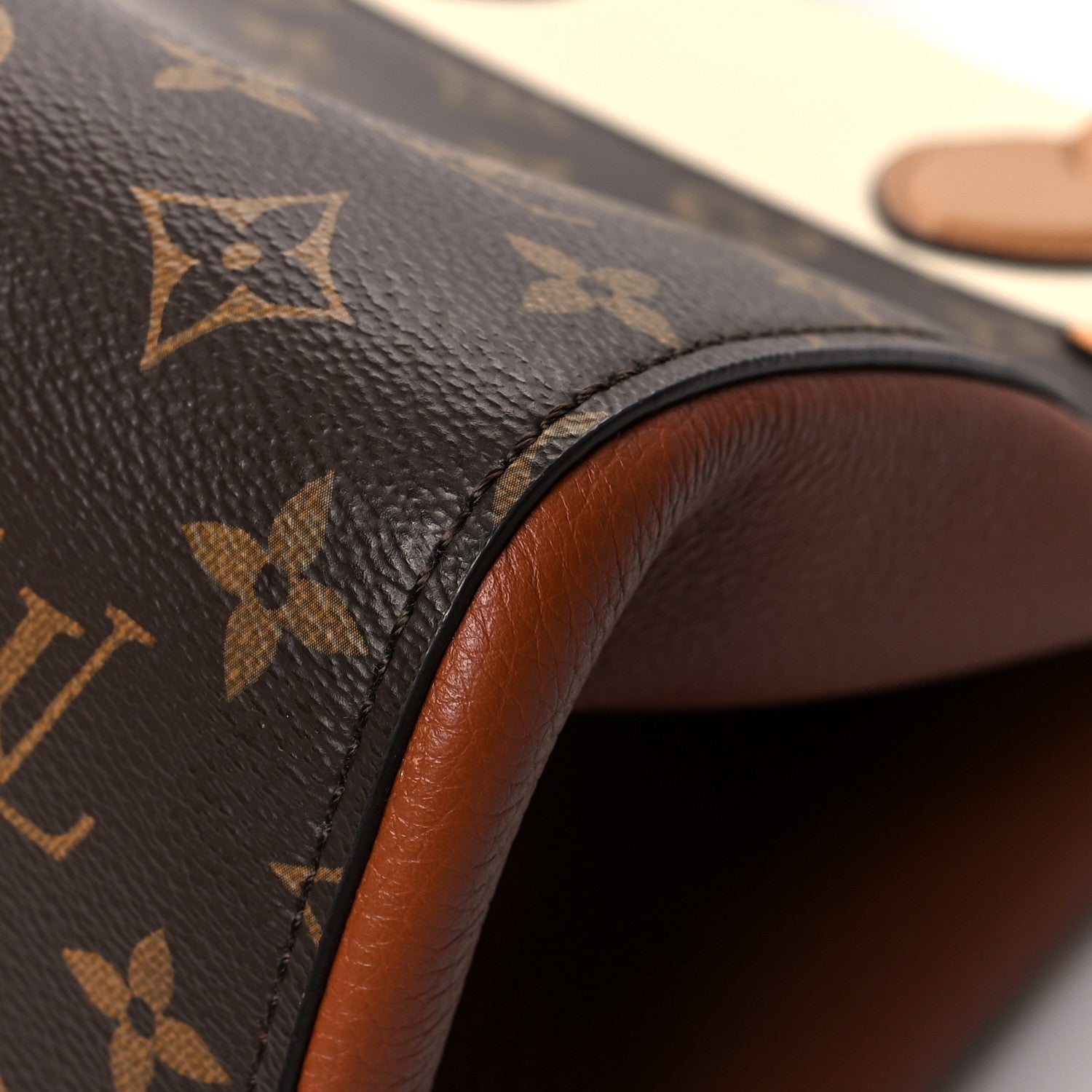 Louis Vuitton Calfskin Monogram Fold Tote MM Camel Sunbeam Cream 10 of 11