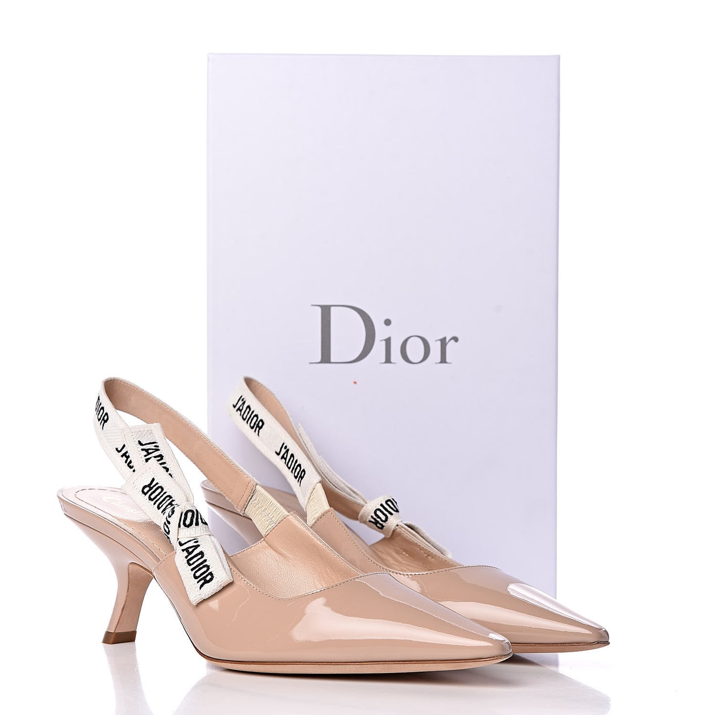 Patent Ribbon J'Adior Slingback 65mm Pumps 36.5 Nude