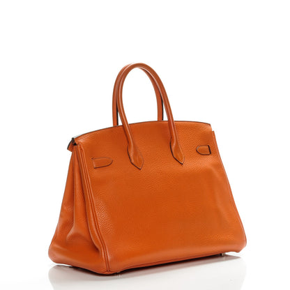 Hermes Taurillon Clemence Birkin 35 Orange 3 of 30