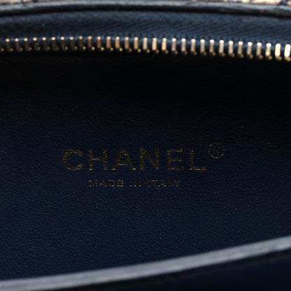 Chanel Tweed Snakeskin Quilted Small CC Filigree Vanity Case Navy Multicolor 6 of 10