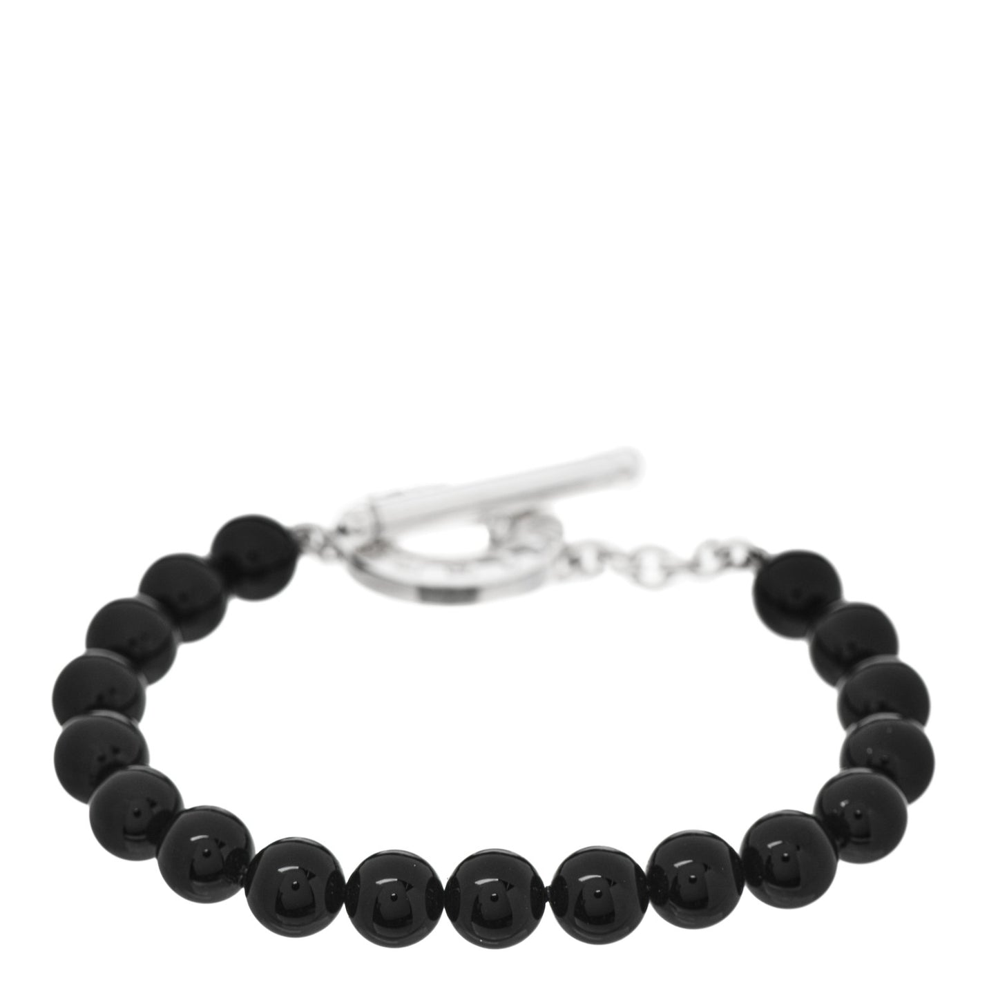 Sterling Silver Black Onyx Bead Toggle Bracelet