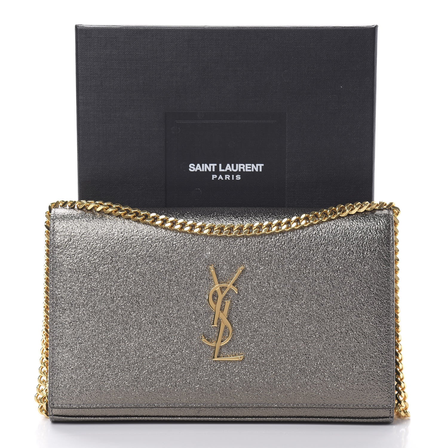 Saint Laurent Grained Metallic Calfskin Monogram Chain Wallet Bronze 13 of 13