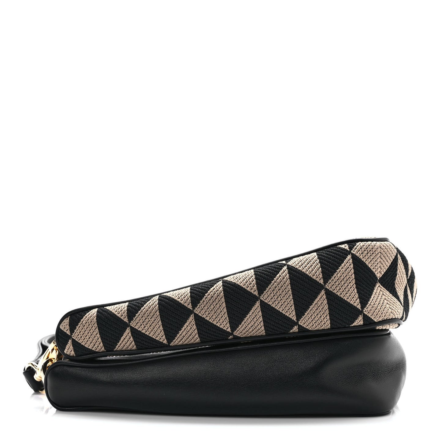 Jacquard Calfskin Triangolo Symbole Embroidered Mini Triangle Double Bag Black Corda