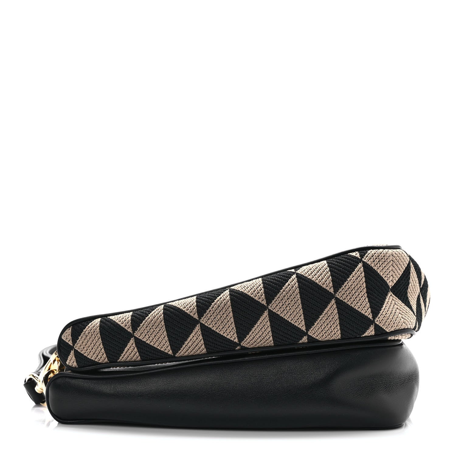 Prada Jacquard Calfskin Triangolo Symbole Embroidered Mini Triangle Double Bag Black Corda 3 of 9
