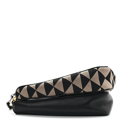 Prada Jacquard Calfskin Triangolo Symbole Embroidered Mini Triangle Double Bag Black Corda 3 of 9